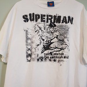 SUPERMAN Truth Justice and the American Way Men’s White Shirt Size XL DC Comics